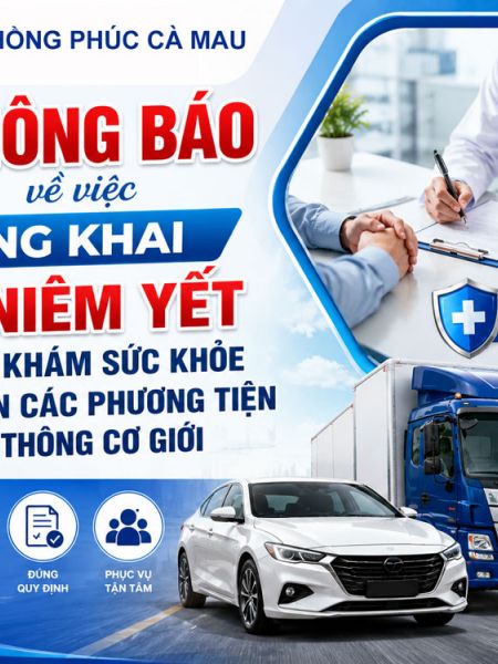 THÔNG BÁO - VỀ VIỆC CÔNG KHAI GIÁ NIÊM YẾT DỊCH VỤ KHÁM SỨC KHỎE ĐIỀU KHIỂN CÁC PHƯƠNG TIỆN GIAO THÔNG CƠ GIỚI